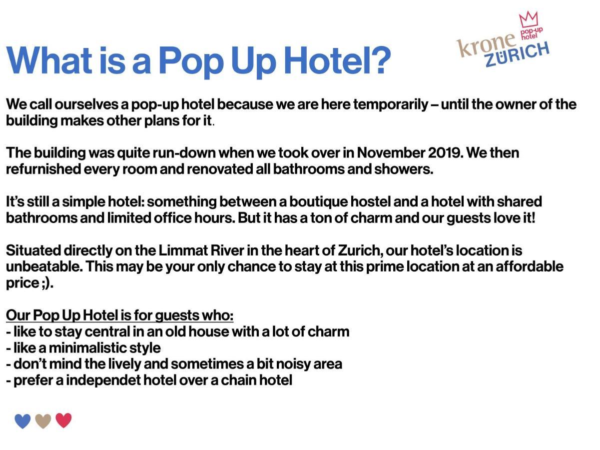 Pop Up Hotel Krone Zuerich Exterior foto